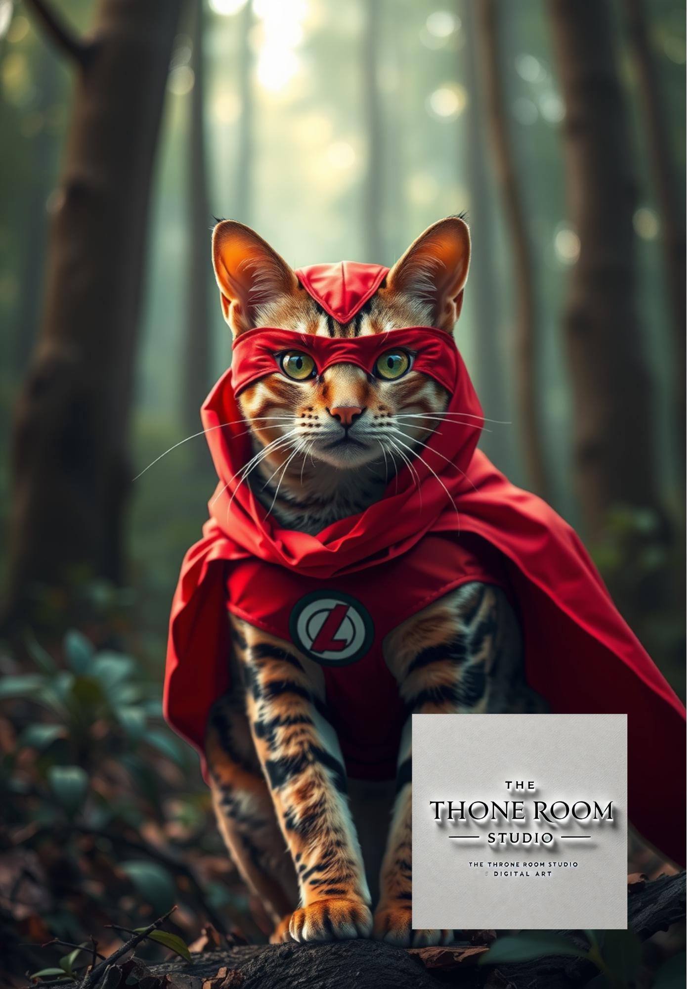 Bengal Cat Superhero Wall Art - Unique Feline Hero Poster, Vibrant Cat Lover Decor, Comic-Inspired Pet Artwork for Home or Office