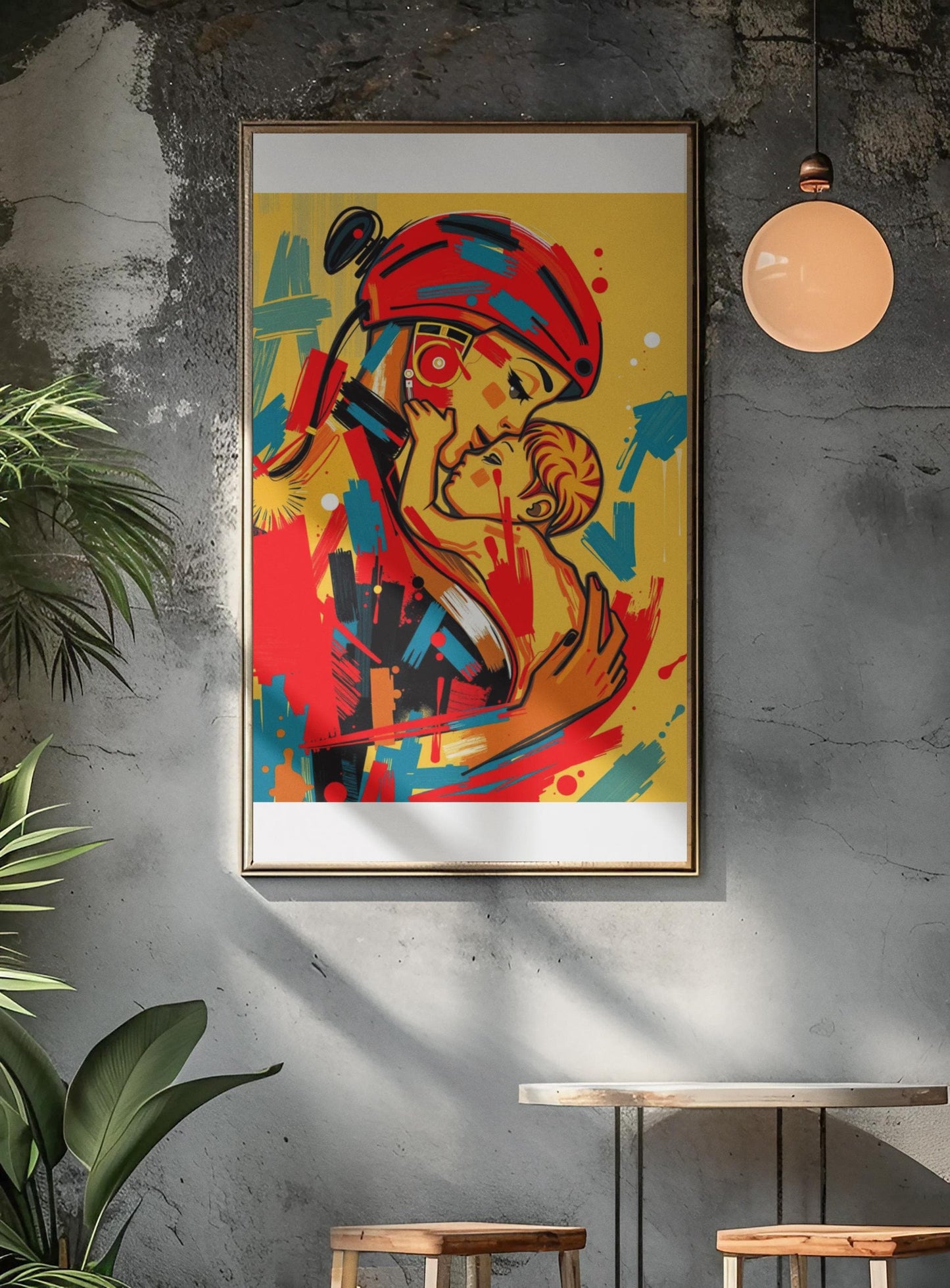 Abstract Motherhood Art Print - Expressive Mom & Child Painting - Unique Mothers Day Gift - Colourful Wall Art