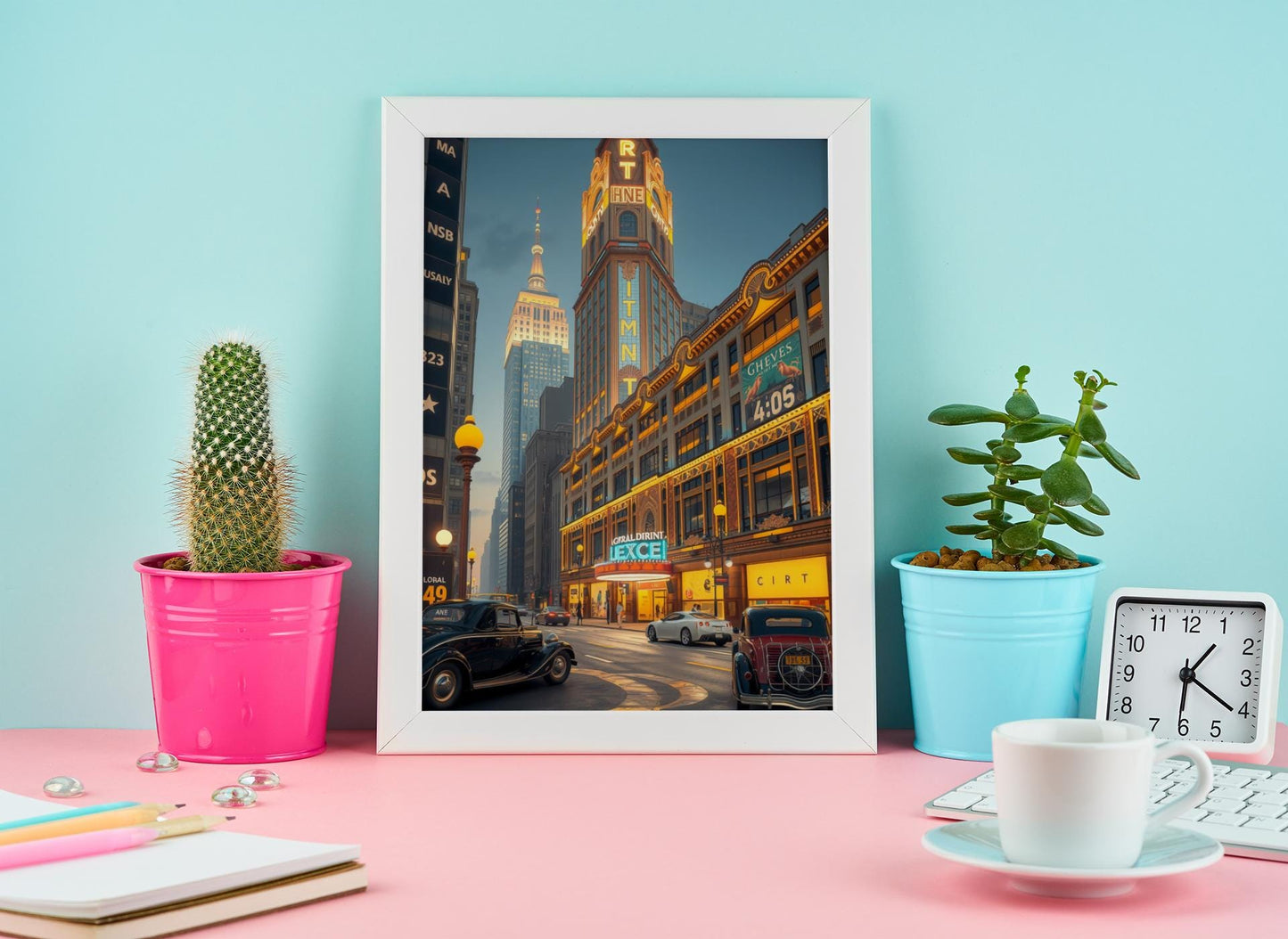 Art Deco Cityscape Wall Art - 1920s Glamour Night Scene, Golden Skyline, Luxury Home Decor Print