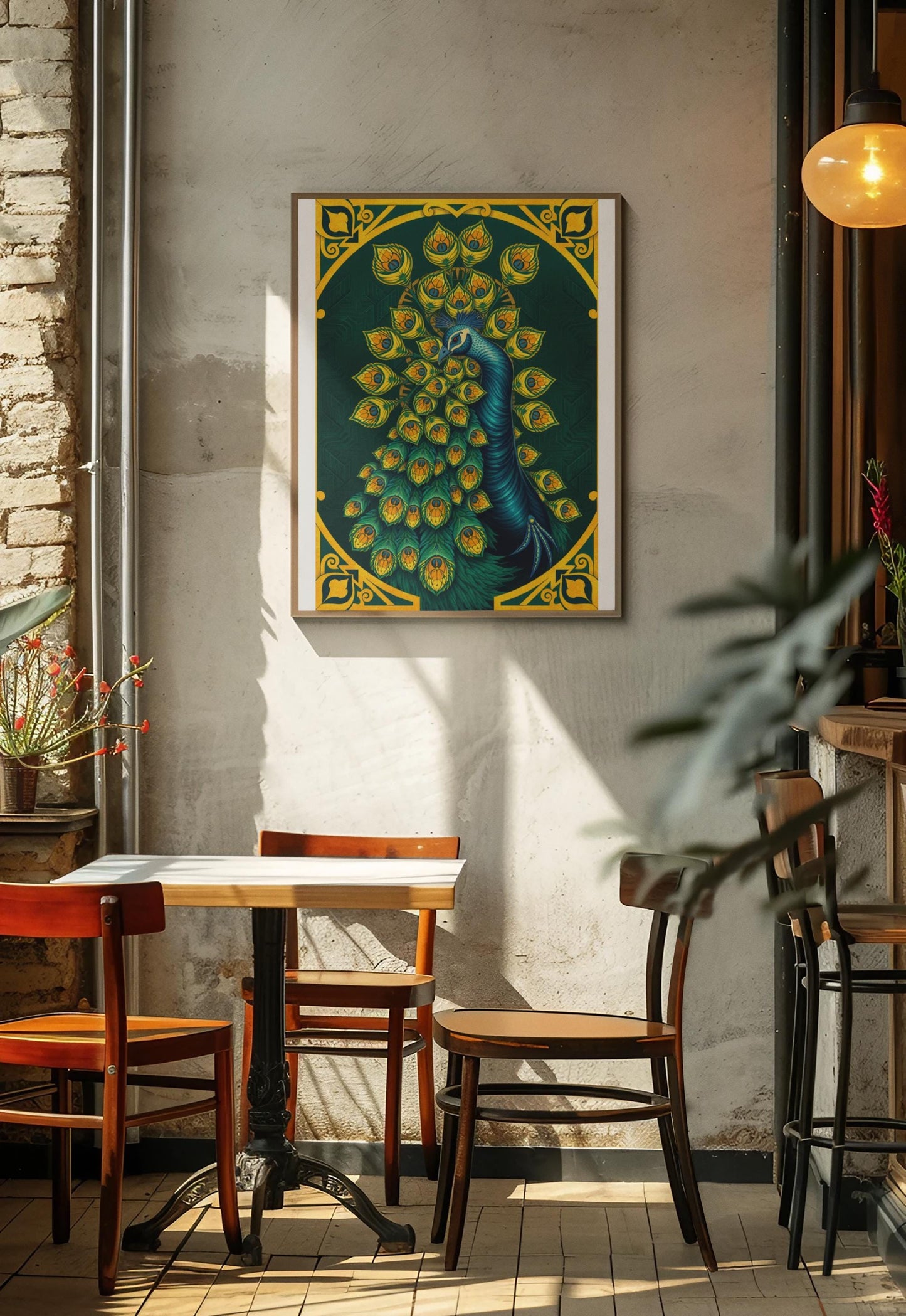 Elegant Peacock Art Deco Wall Art - Vintage 1920s Style, Geometric Gold Feathers, Luxury Poster Print