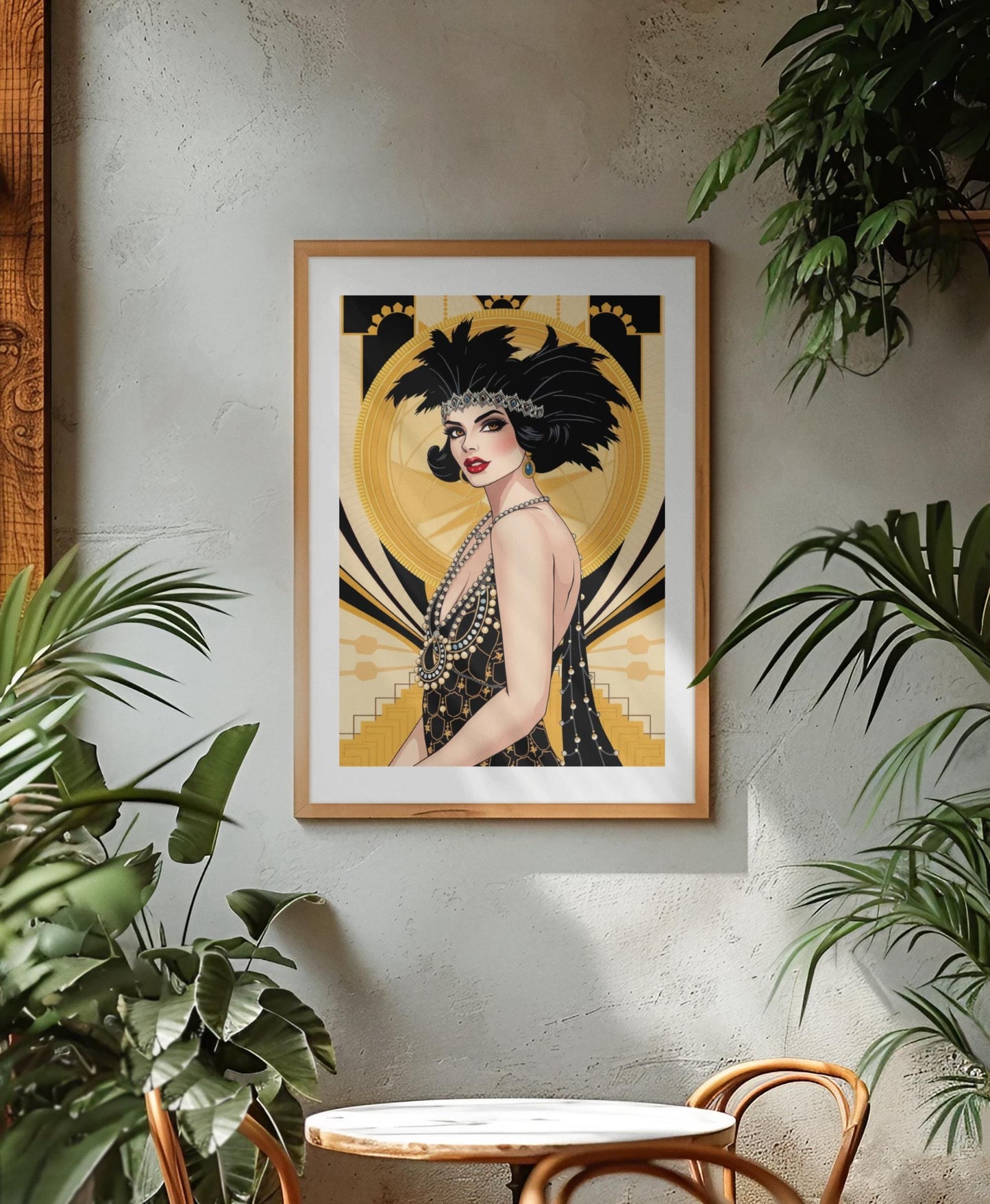 Flapper Woman Art Deco Wall Art - Vintage 1920s Fashion, Elegant Gold & Black, Glamorous Home Poster