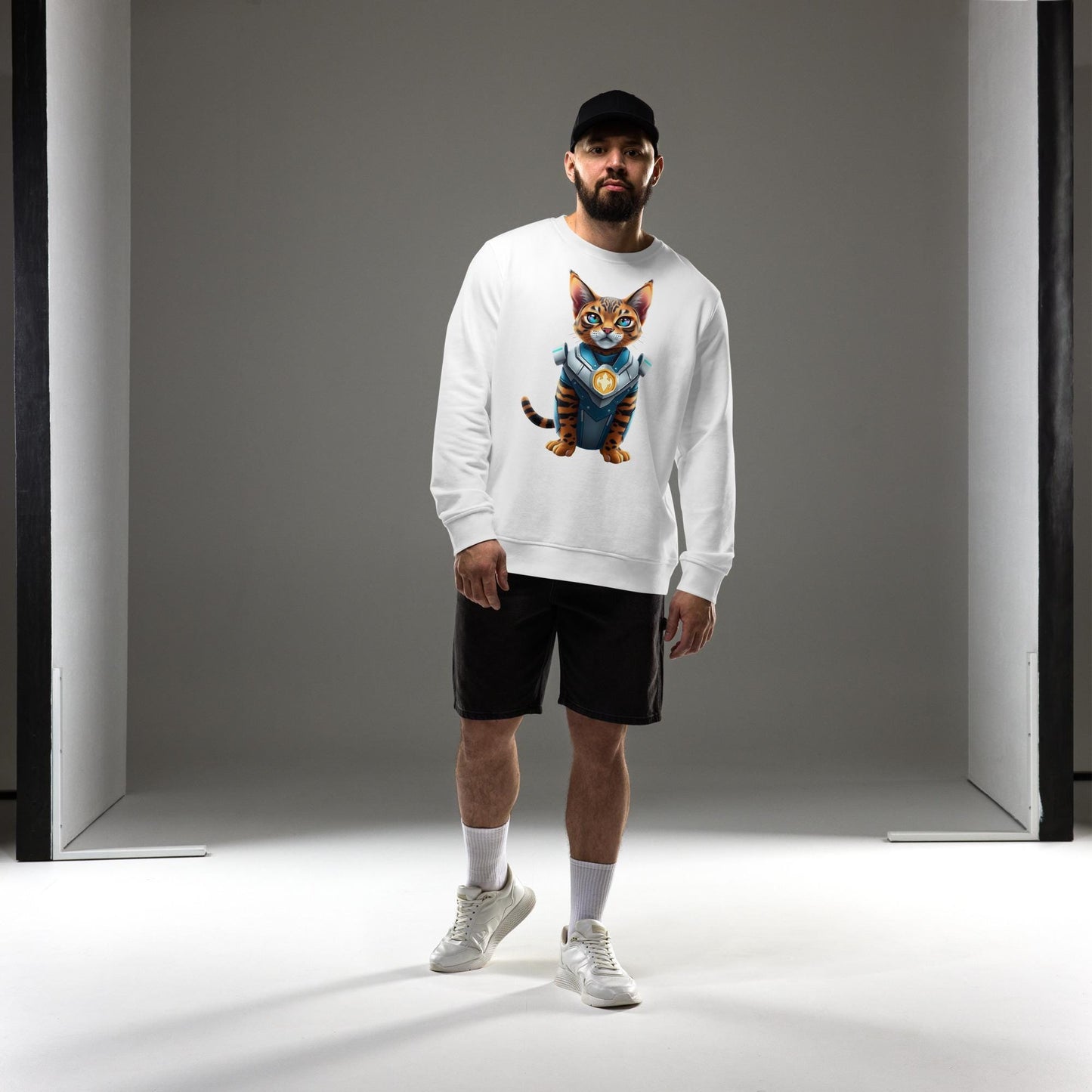 Bengal Cat Superhero Crewneck Action-Packed Feline Sweatshirt Perfect Gift for Cat Lovers Cozy & Warm Animal Graphic Sweatshirt