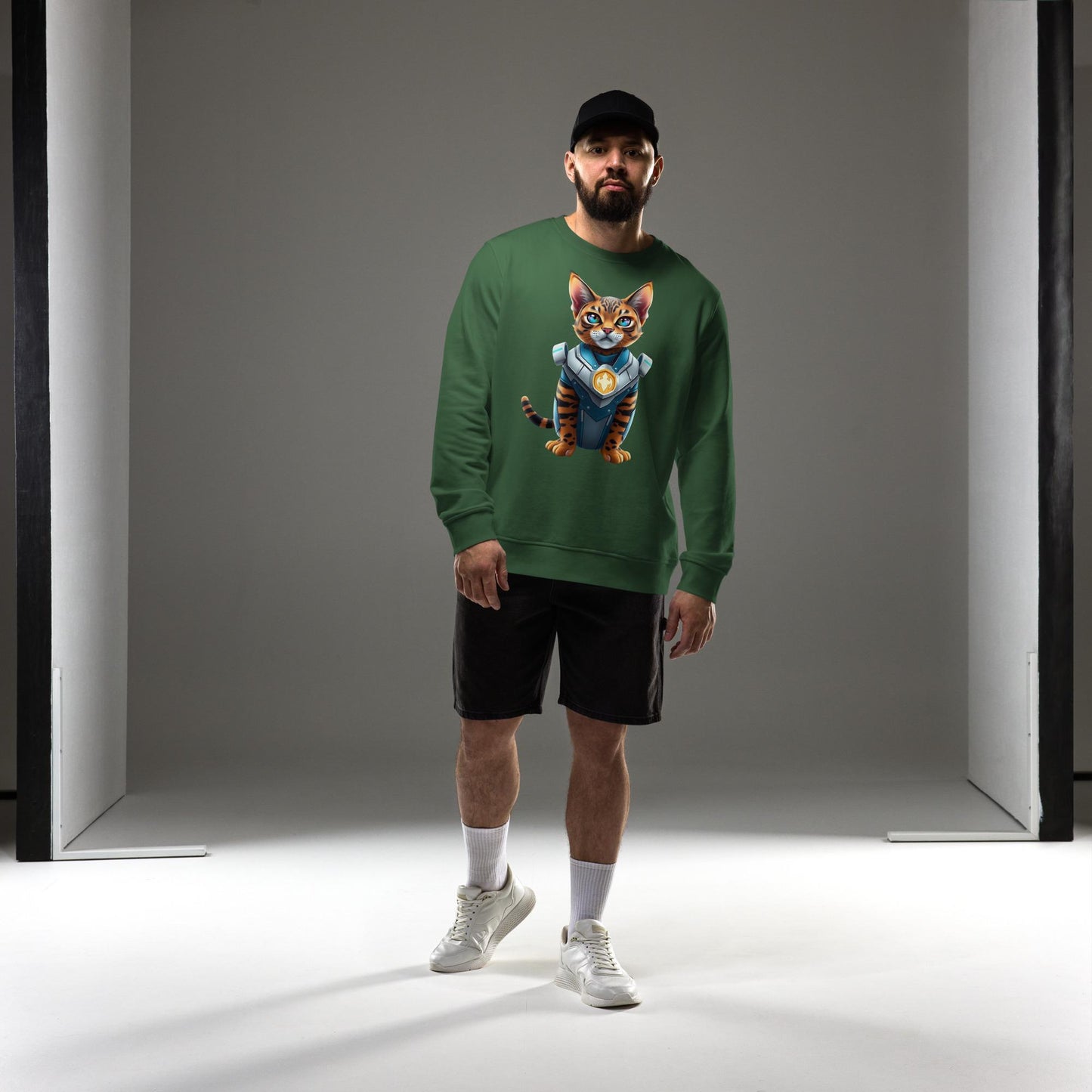 Bengal Cat Superhero Crewneck Action-Packed Feline Sweatshirt Perfect Gift for Cat Lovers Cozy & Warm Animal Graphic Sweatshirt