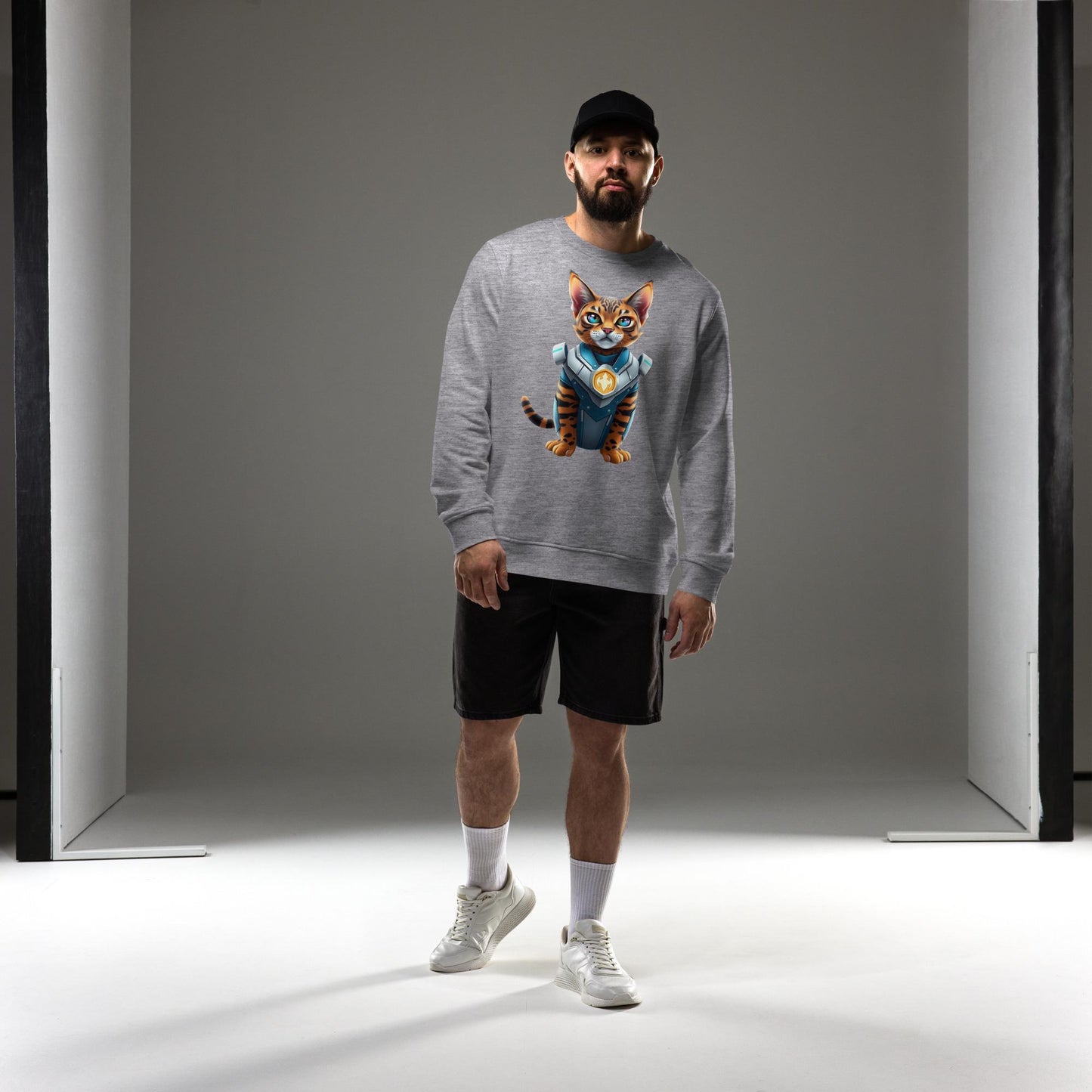 Bengal Cat Superhero Crewneck Action-Packed Feline Sweatshirt Perfect Gift for Cat Lovers Cozy & Warm Animal Graphic Sweatshirt