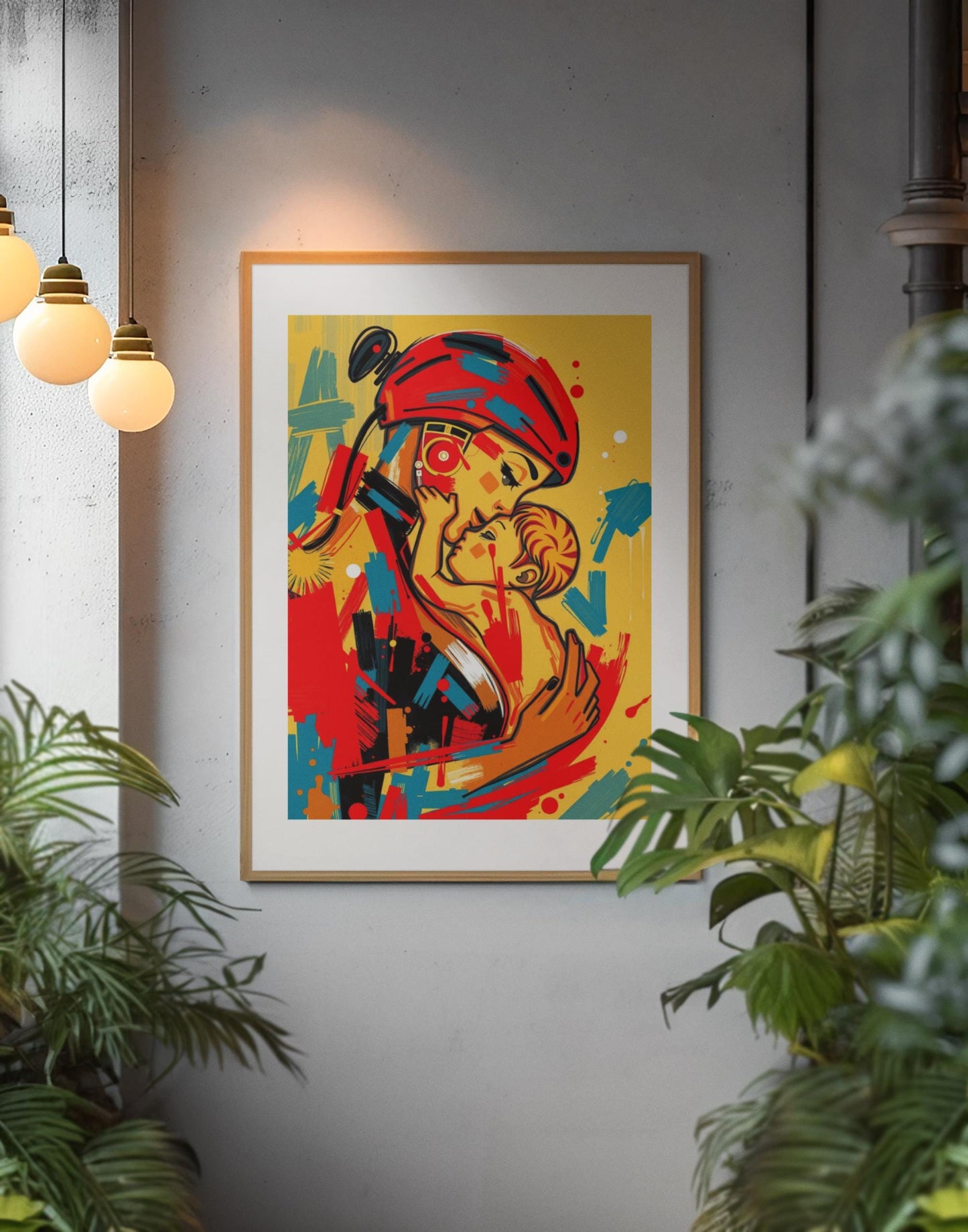 Abstract Motherhood Art Print - Expressive Mom & Child Painting - Unique Mothers Day Gift - Colourful Wall Art