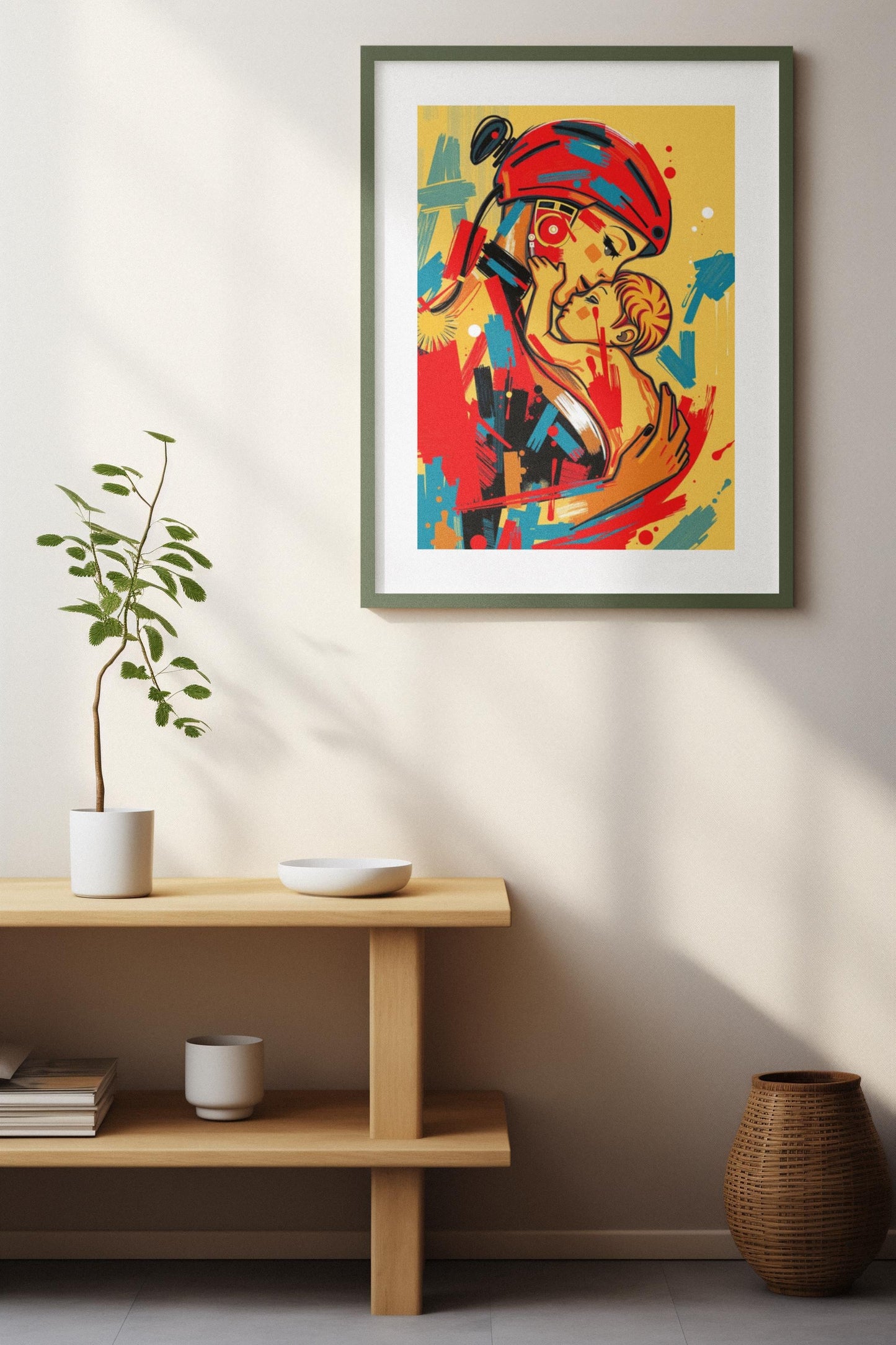 Abstract Motherhood Art Print - Expressive Mom & Child Painting - Unique Mothers Day Gift - Colourful Wall Art