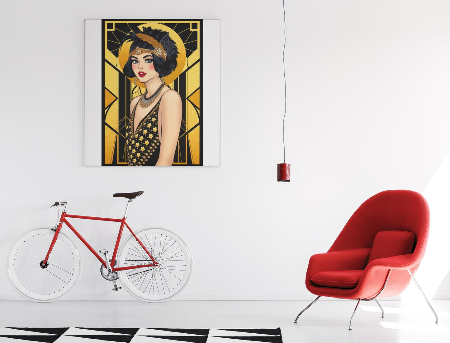 Flapper Woman Art Deco Wall Art - Vintage 1920s Fashion, Elegant Gold & Black, Glamorous Home Poster