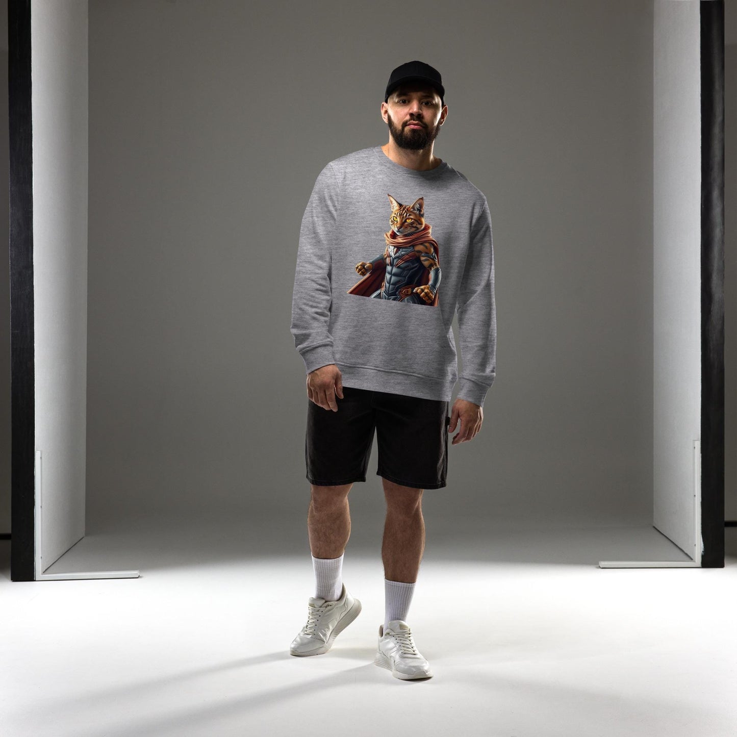 Superhero Bengal Cat Sweatshirt Heroic Feline Jumper, No Background, Gift for Cat Lovers, High-Quality Print, Cool Pet Superhero