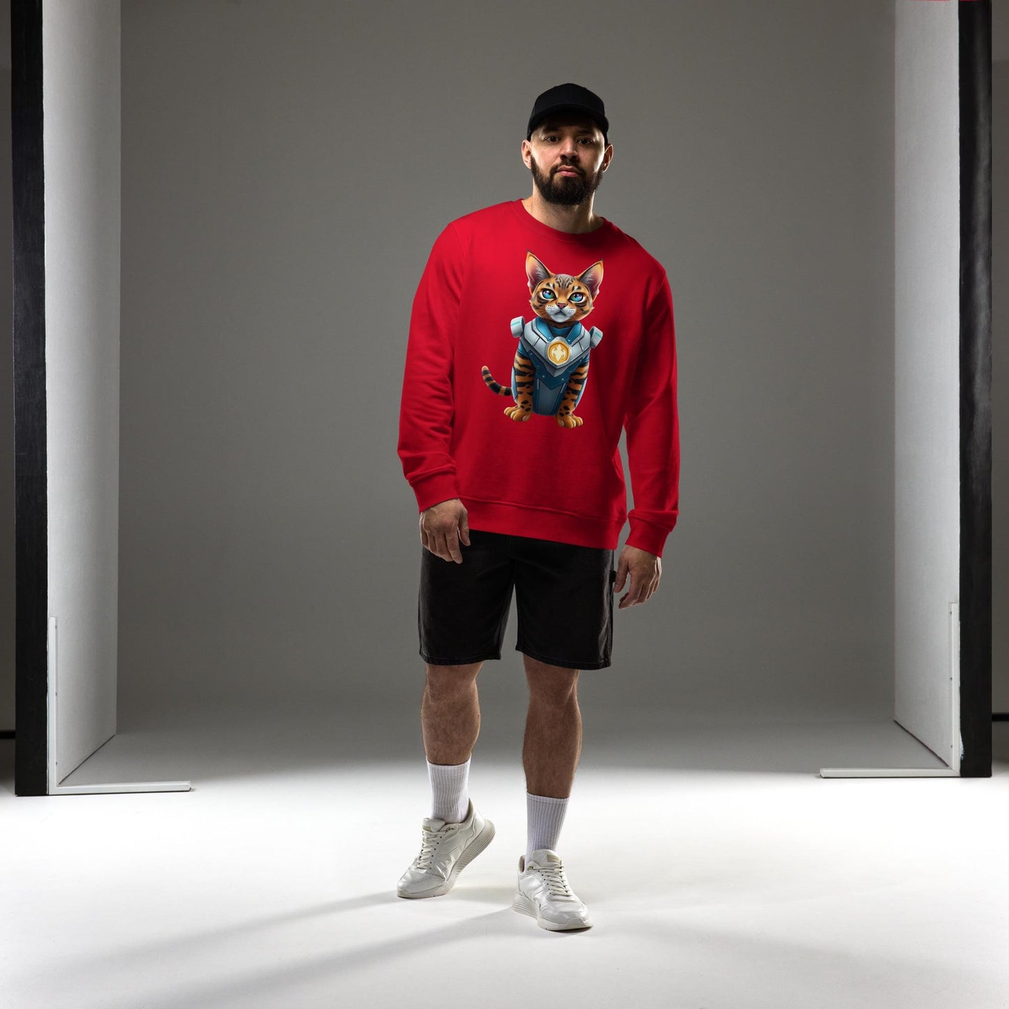 Bengal Cat Superhero Crewneck Action-Packed Feline Sweatshirt Perfect Gift for Cat Lovers Cozy & Warm Animal Graphic Sweatshirt