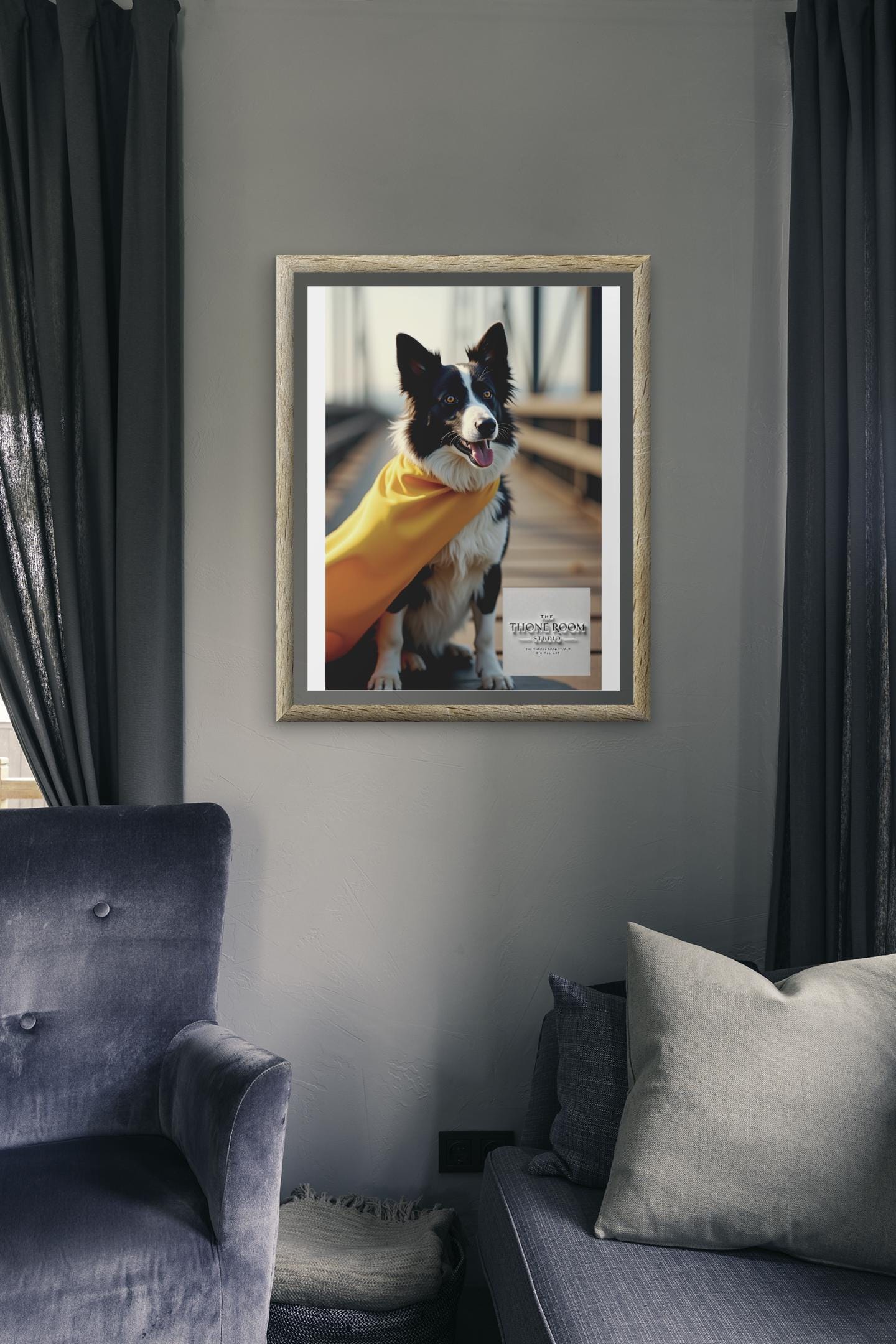 Border Collie Superhero Wall Art - Dog Lover Poster - Heroic Pet Decor - Yellow Cape Dog Print - Unique Gift for Dog Owners