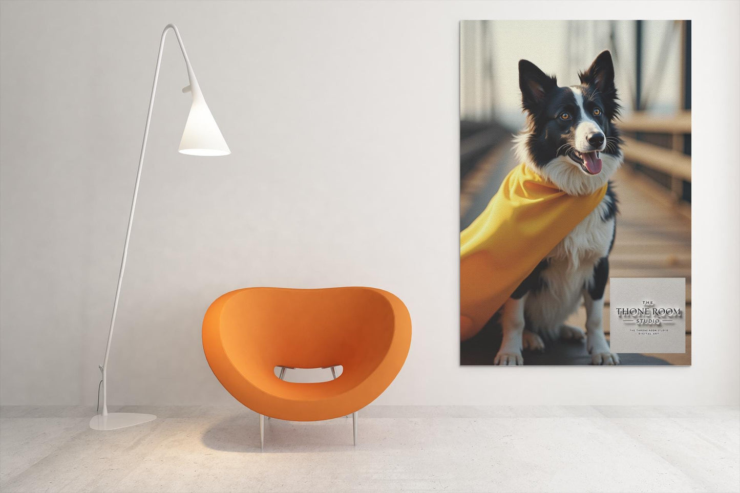 Border Collie Superhero Wall Art - Dog Lover Poster - Heroic Pet Decor - Yellow Cape Dog Print - Unique Gift for Dog Owners