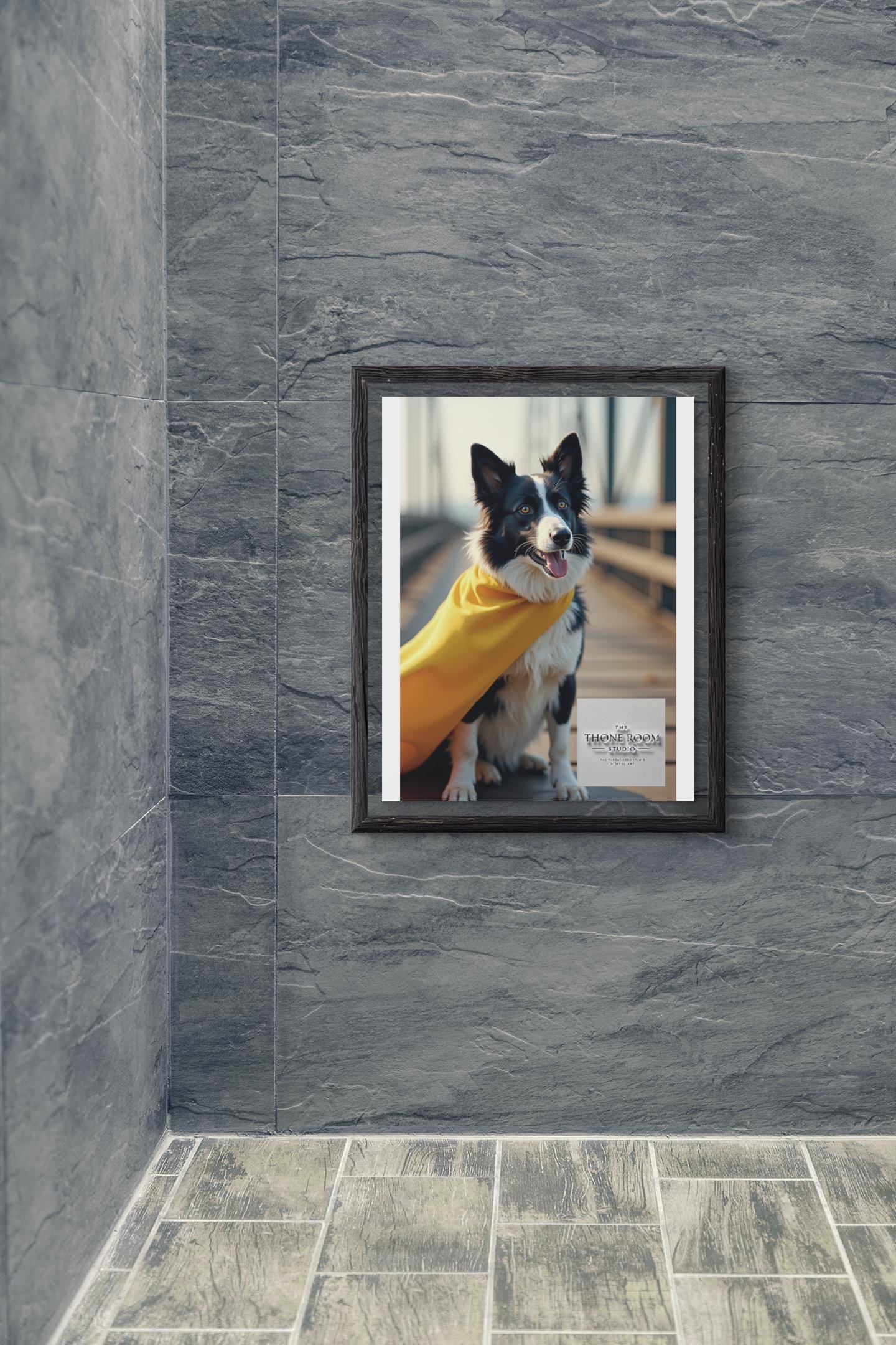 Border Collie Superhero Wall Art - Dog Lover Poster - Heroic Pet Decor - Yellow Cape Dog Print - Unique Gift for Dog Owners