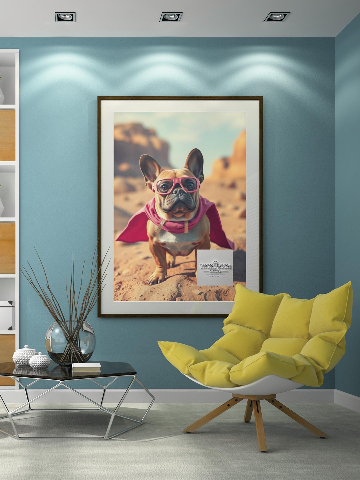 French Bulldog Superhero Wall Art  Cute Dog Poster with Pink Cape  Fun Animal Decor for Dog Lovers & Kids Room