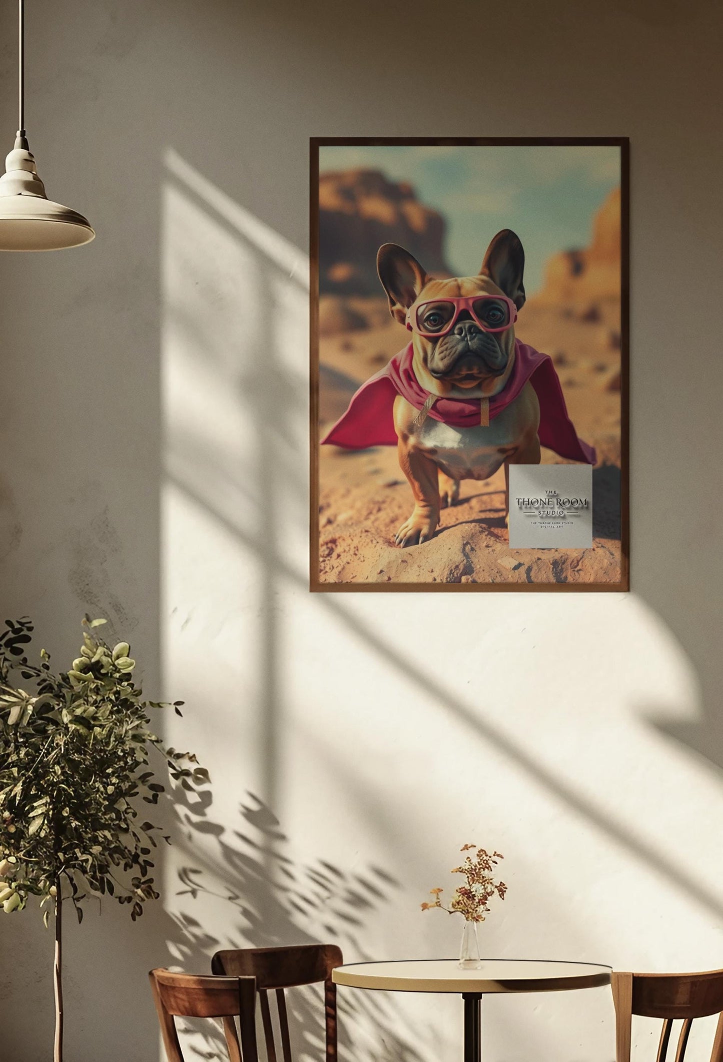 French Bulldog Superhero Wall Art  Cute Dog Poster with Pink Cape  Fun Animal Decor for Dog Lovers & Kids Room