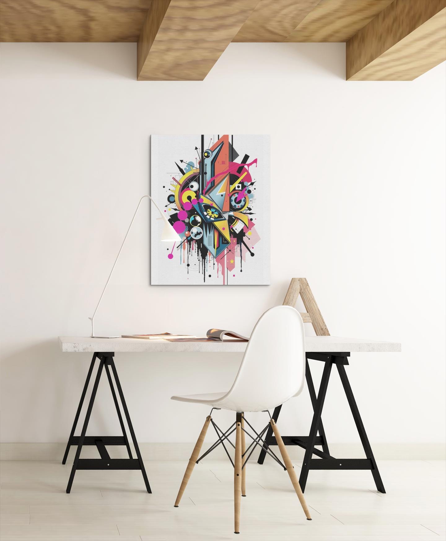 Avant-Garde Abstract Wall Art ,-Modern Geometric Art Print - Neon  Monochrome Poster - Unique Art for Home & Office Decor