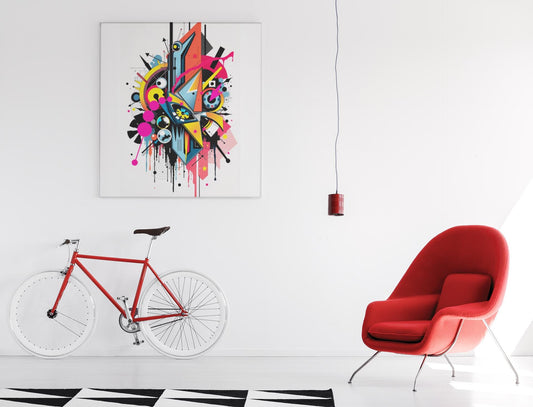 Avant-Garde Abstract Wall Art ,-Modern Geometric Art Print - Neon  Monochrome Poster - Unique Art for Home & Office Decor