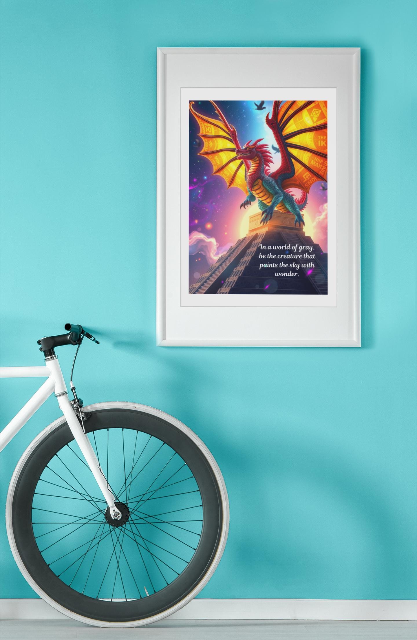 Celestial Dragon Alebrije Wall Art - Enchanted Fantasy Art Print - Aztec Mystical Creature Poster - Ethereal Room Decor