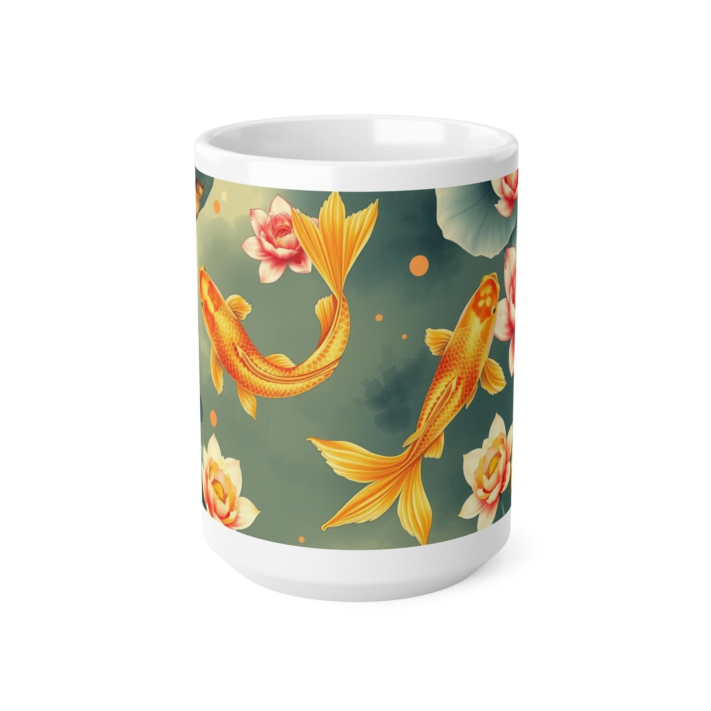 Chinoiserie Mug  Koi Fish & Lotus Floral Tea Cup - Serene Asian-Inspired Art - Pairs with Chinoiserie Wall Art and Home Decor