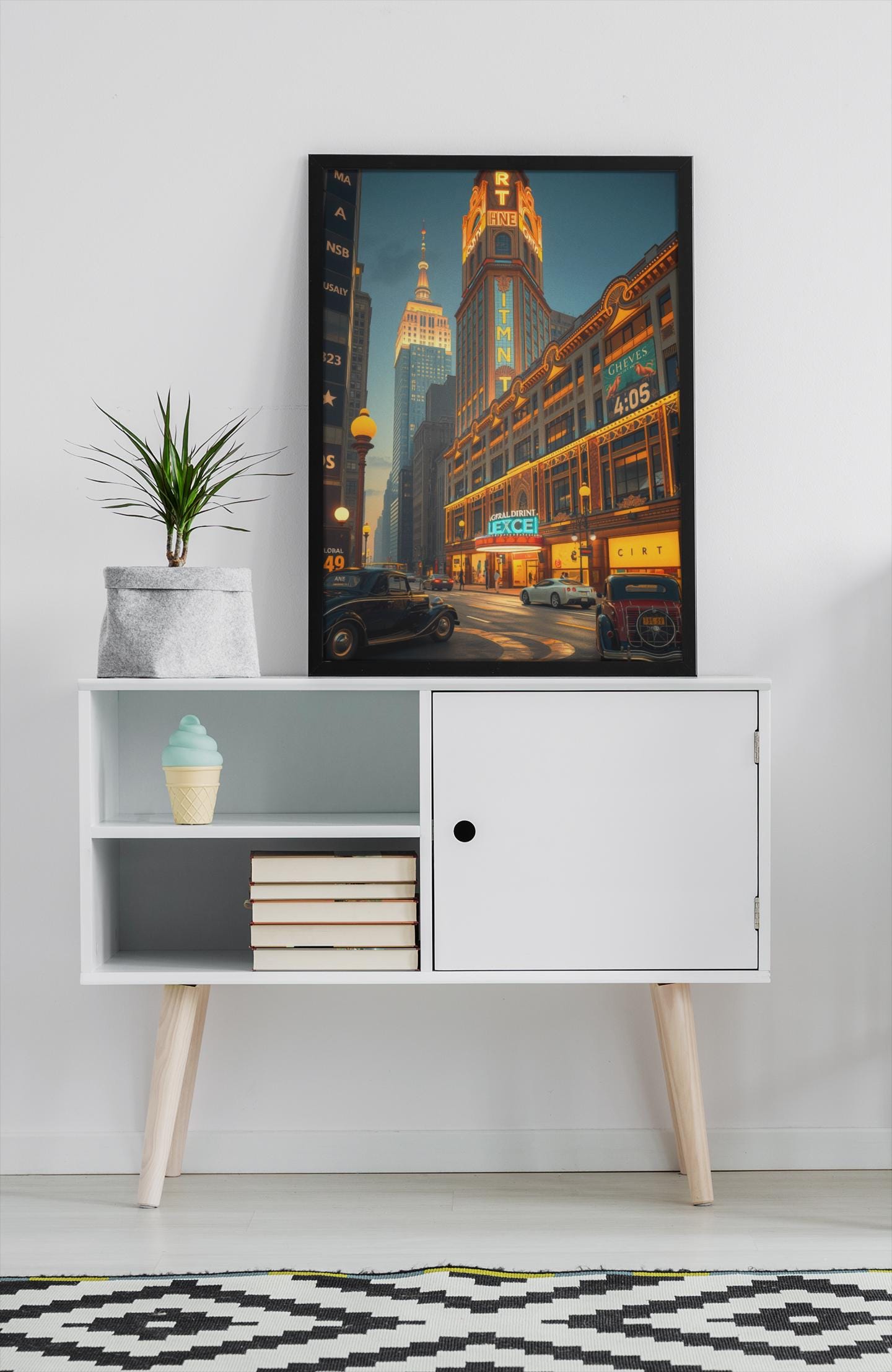 Art Deco Cityscape Wall Art - 1920s Glamour Night Scene, Golden Skyline, Luxury Home Decor Print
