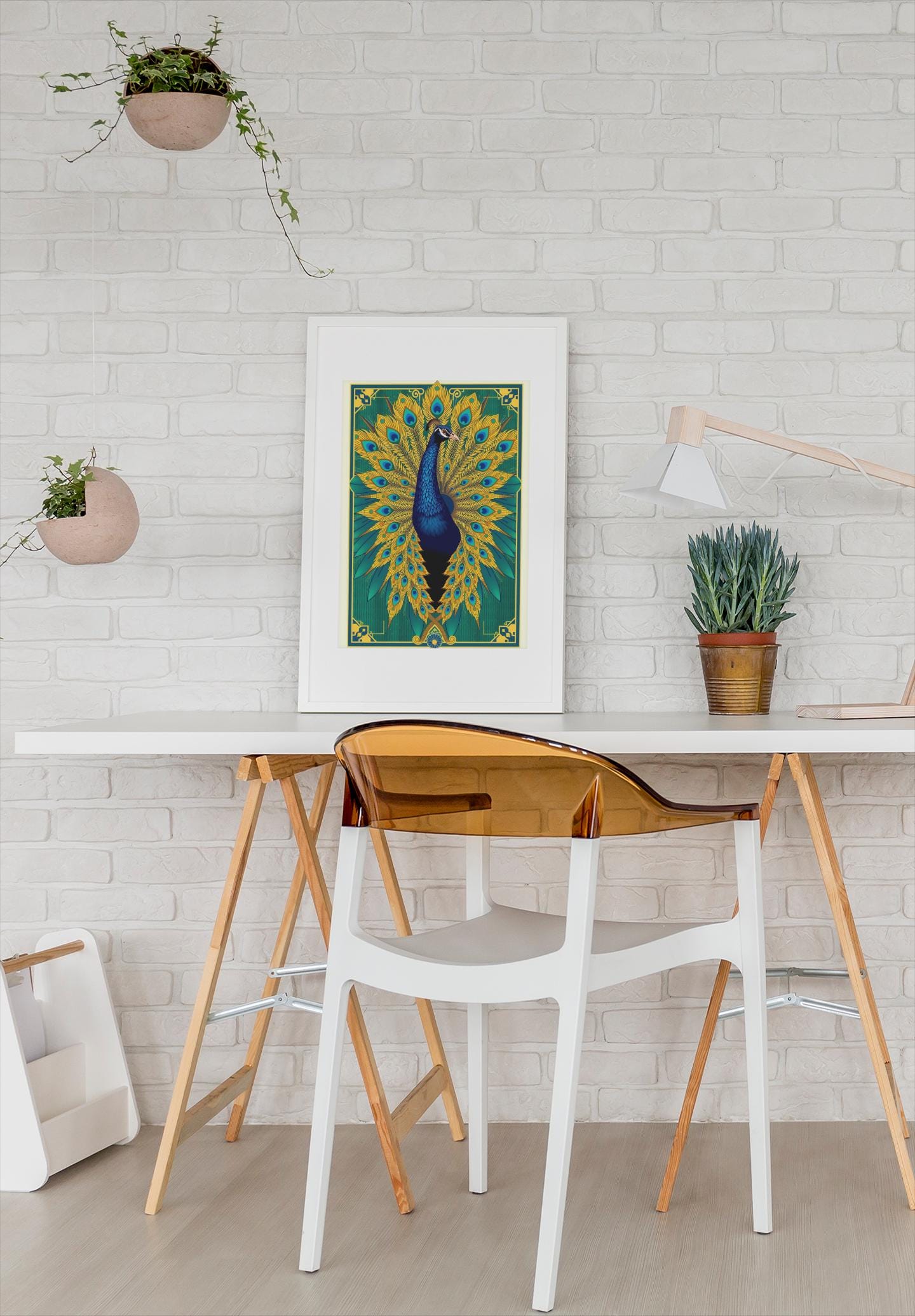 Elegant Peacock Art Deco Wall Art - Vintage 1920s Style, Geometric Gold Feathers, Luxury Poster Print