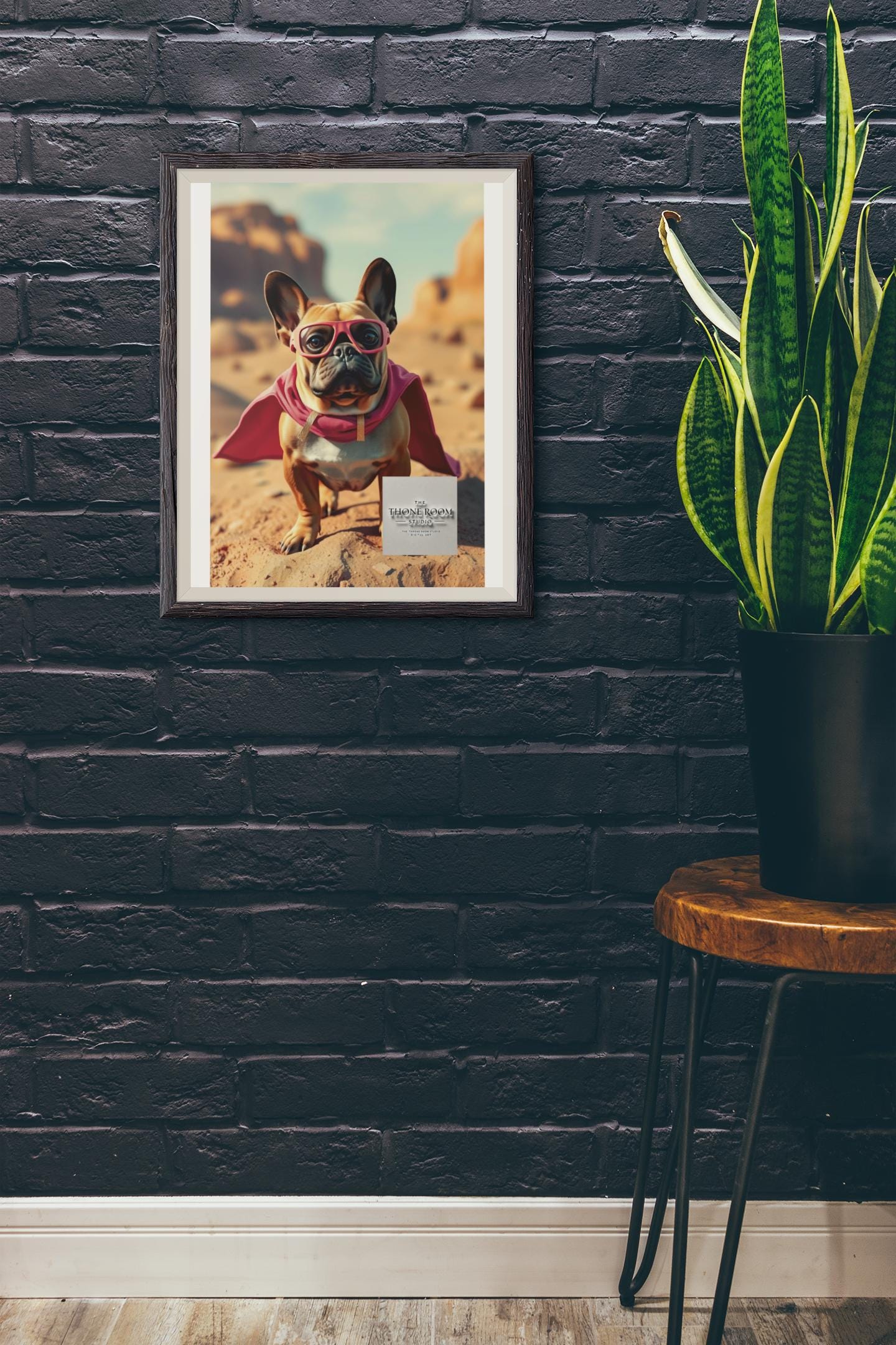 French Bulldog Superhero Wall Art  Cute Dog Poster with Pink Cape  Fun Animal Decor for Dog Lovers & Kids Room