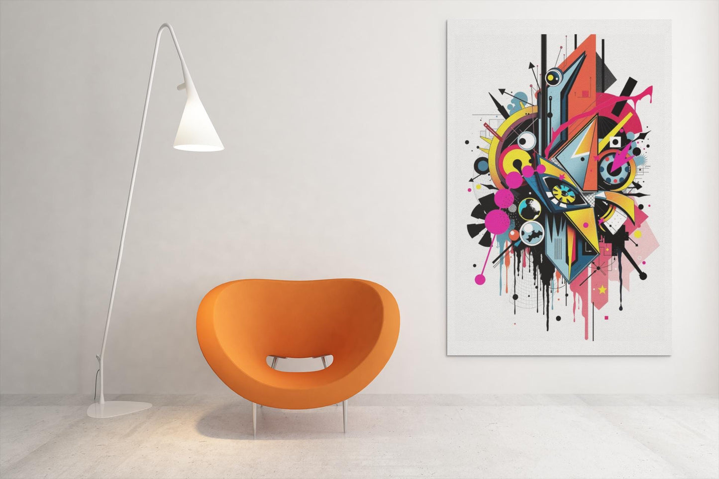 Avant-Garde Abstract Wall Art ,-Modern Geometric Art Print - Neon  Monochrome Poster - Unique Art for Home & Office Decor