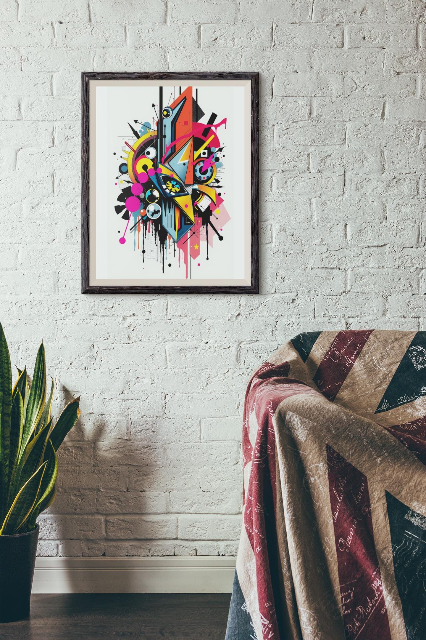 Avant-Garde Abstract Wall Art ,-Modern Geometric Art Print - Neon  Monochrome Poster - Unique Art for Home & Office Decor