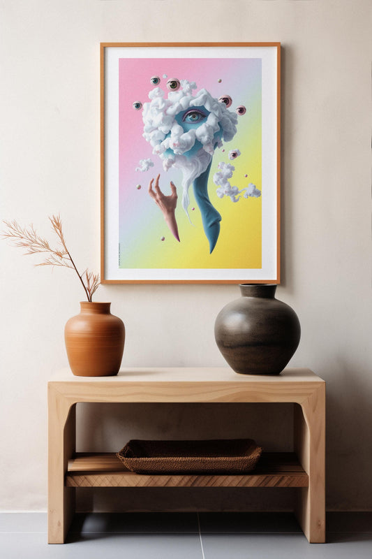 Surrealist Avant-Garde Wall Art - Dreamlike Abstract Poster - Neon  Pastel Art Print - Unique Art for Bedroom & Lounge