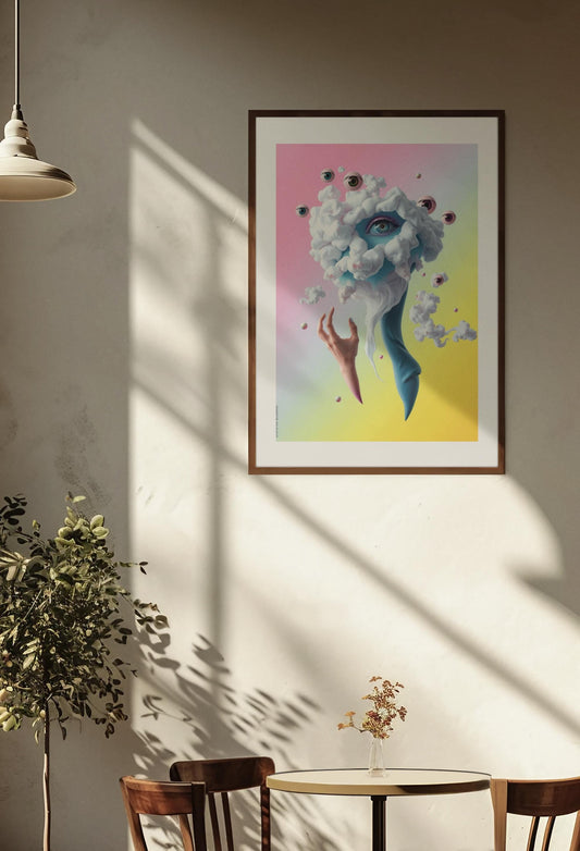 Surrealist Avant-Garde Wall Art - Dreamlike Abstract Poster - Neon  Pastel Art Print - Unique Art for Bedroom & Lounge