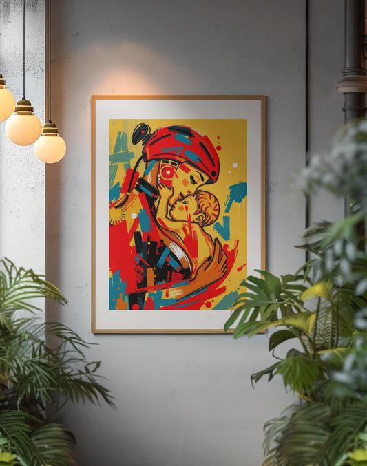 Abstract Motherhood Art Print - Expressive Mom & Child Painting - Unique Mothers Day Gift - Colourful Wall Art
