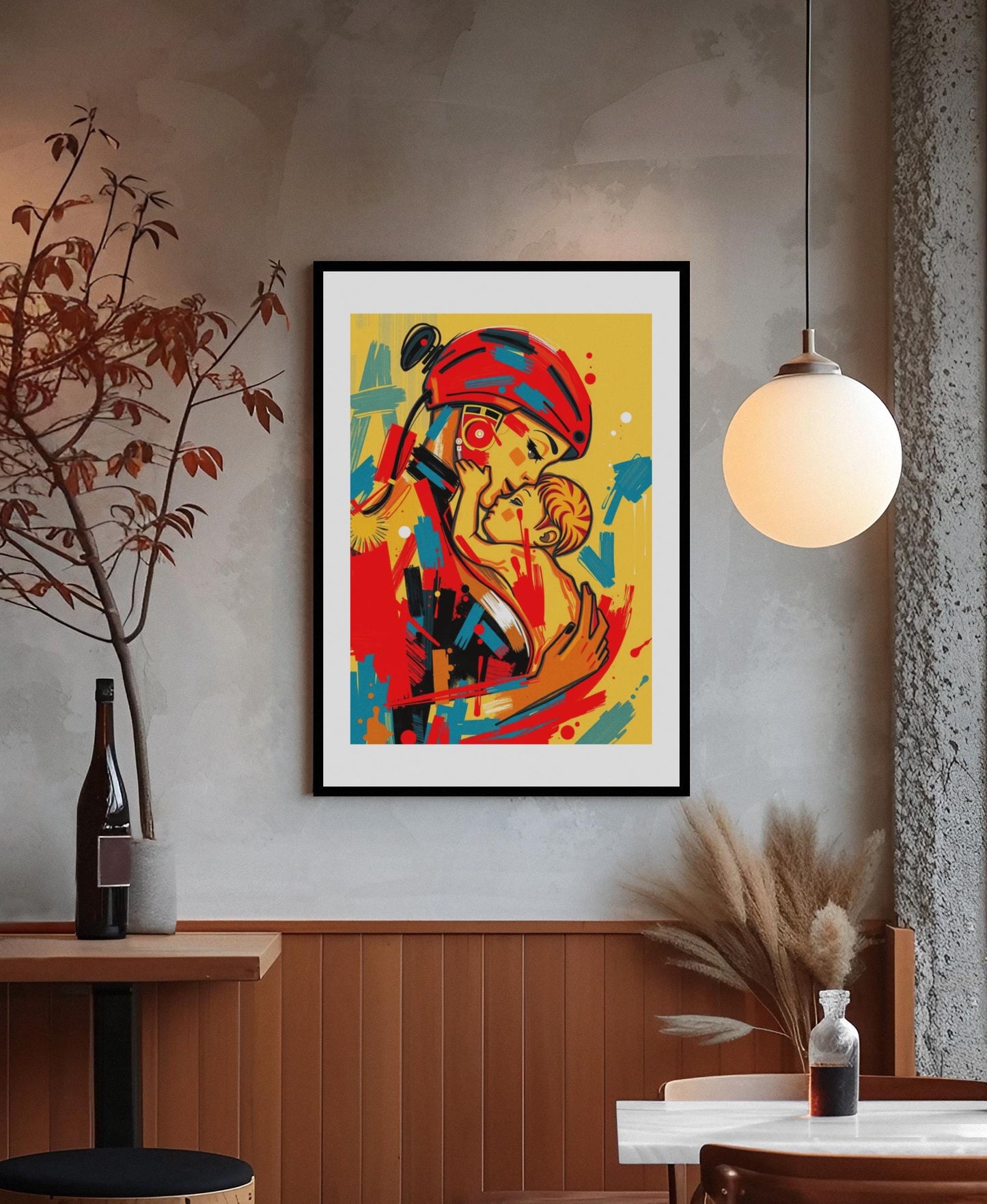 Abstract Motherhood Art Print - Expressive Mom & Child Painting - Unique Mothers Day Gift - Colourful Wall Art