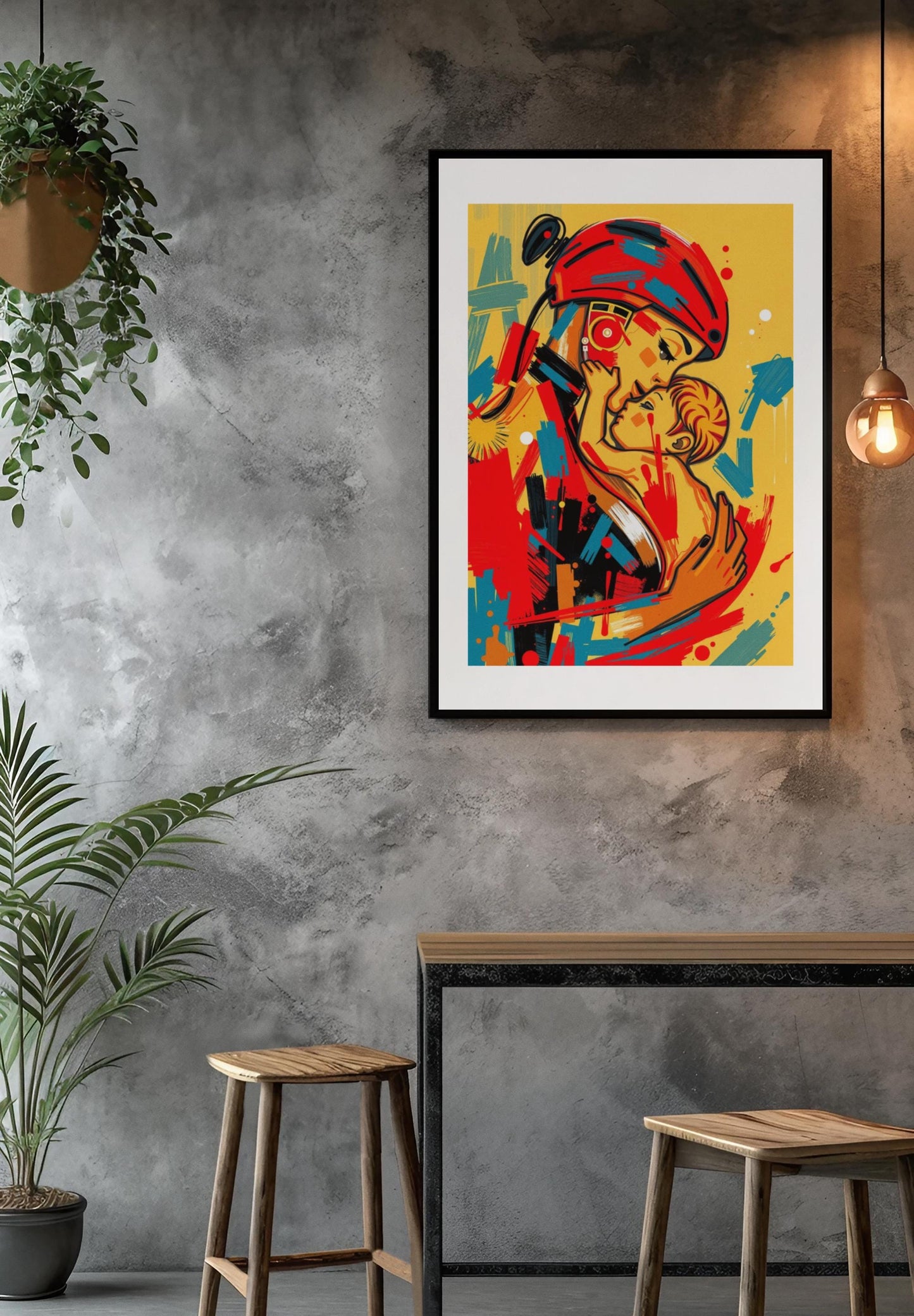 Abstract Motherhood Art Print - Expressive Mom & Child Painting - Unique Mothers Day Gift - Colourful Wall Art