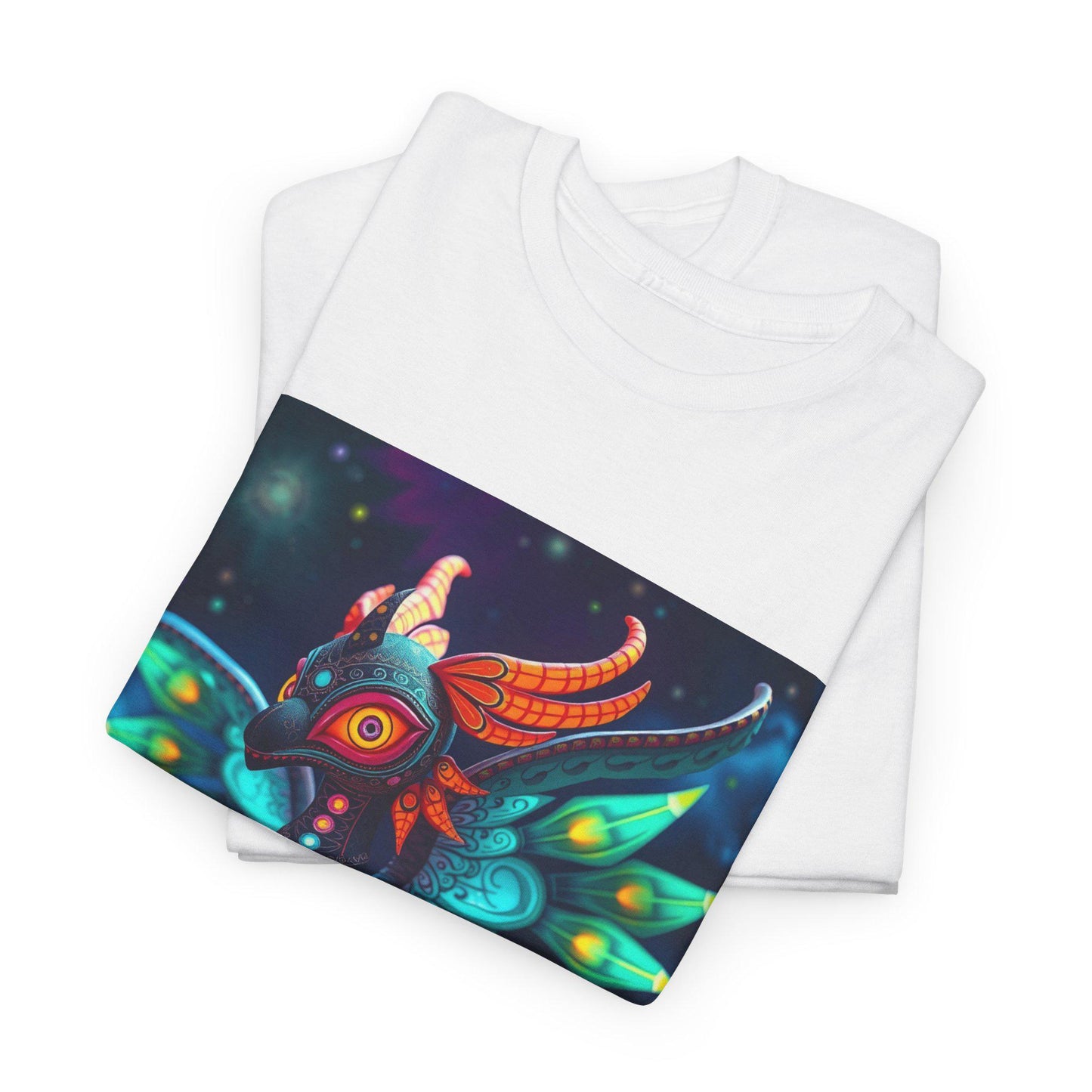 Vibrant Cosmic Alebrije T-Shirt - Colorful Mexican Spirit Animal Tee - Mystical Fantasy Shirt - Boho Festival Outfit