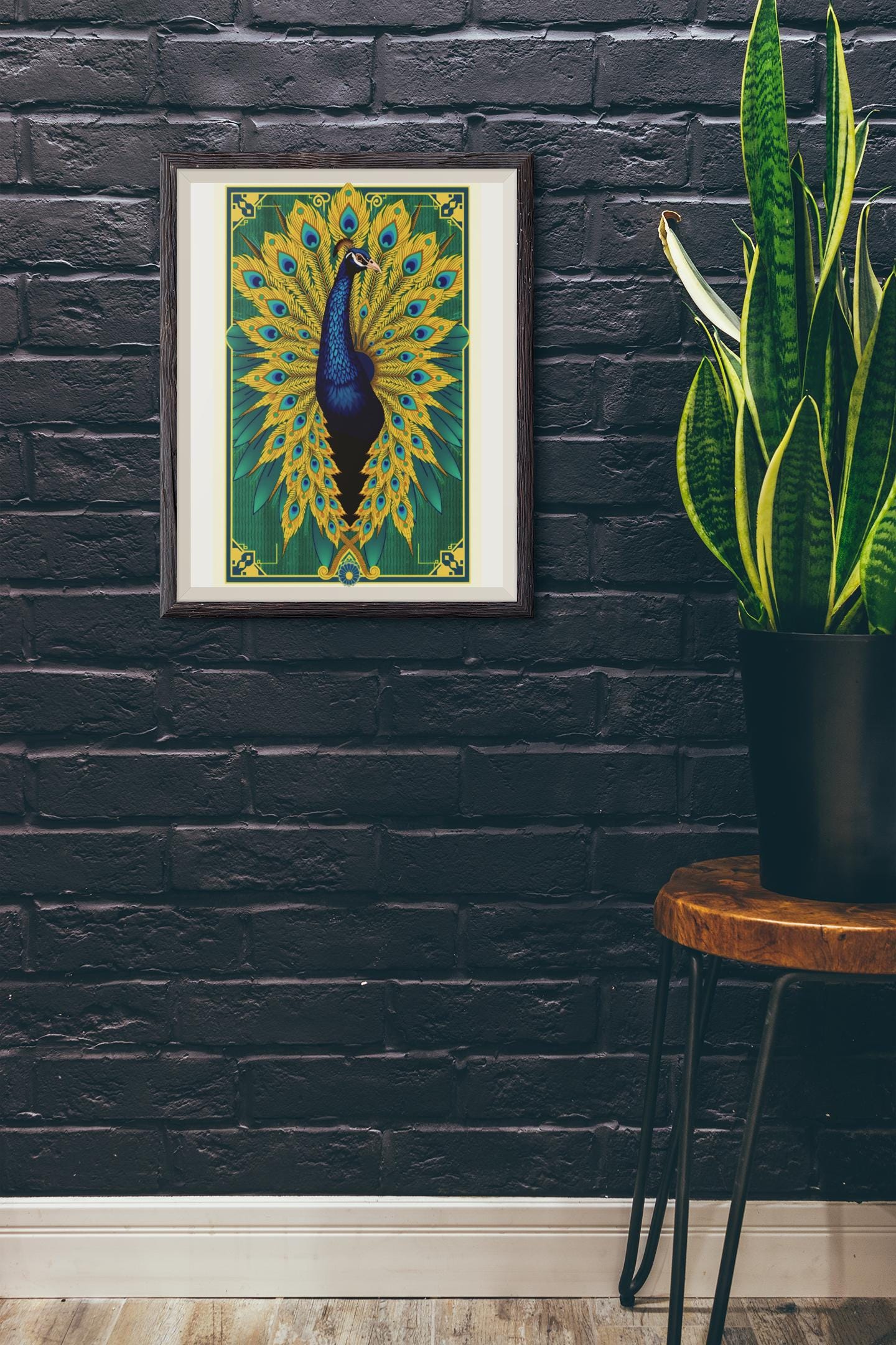 Elegant Peacock Art Deco Wall Art - Vintage 1920s Style, Geometric Gold Feathers, Luxury Poster Print